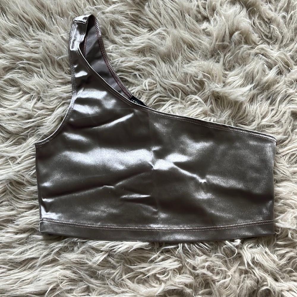 Medium Lunachix metallic one shoulder crop top